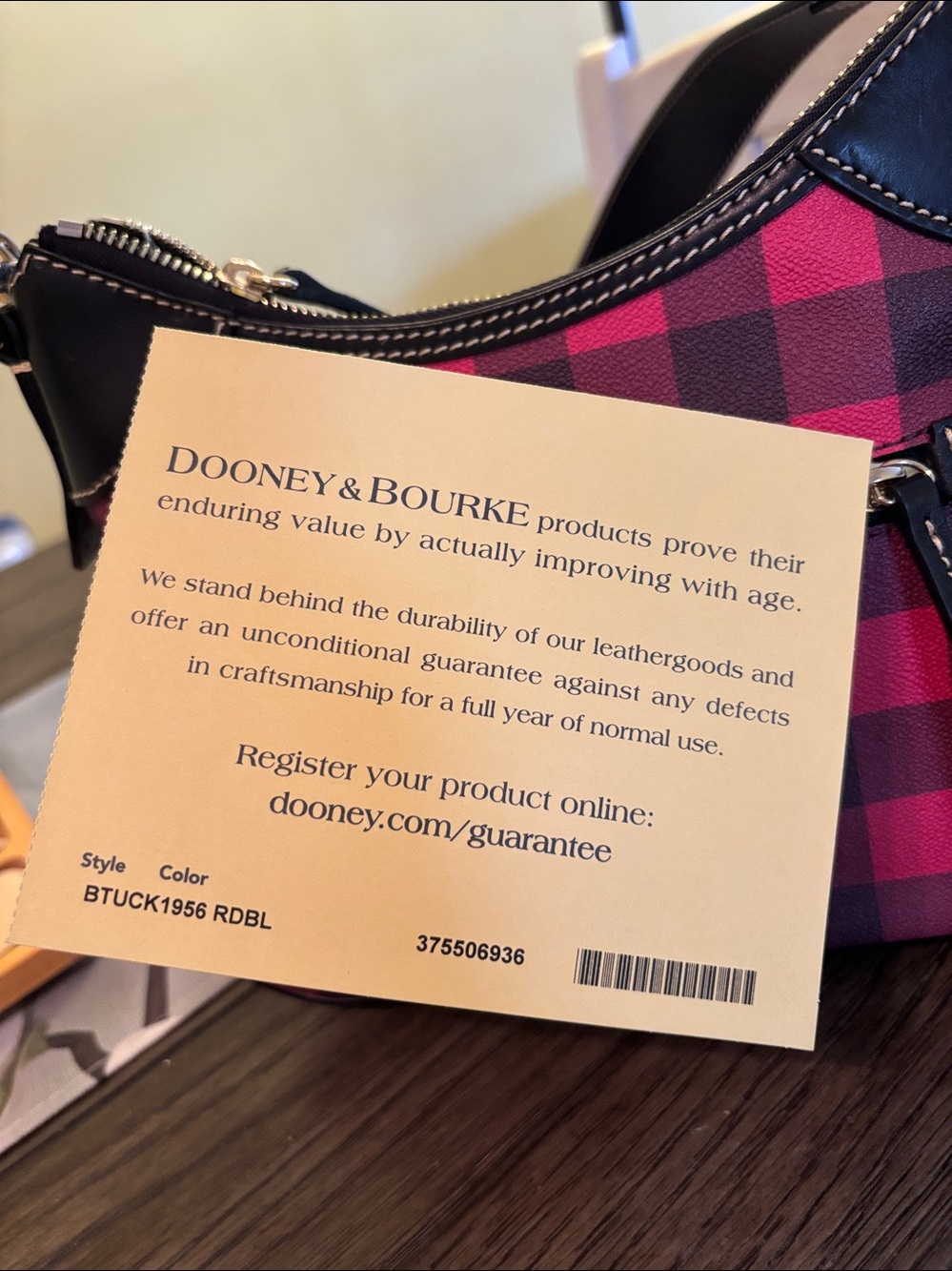 Dooney & Bourke Red and Black Plaid Shoulder Bag - Picture 6 of 6